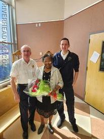 Pictured left to right: Past President/Ex-Chief Keith Lewin, RVAC Member Betty Harris, Chief of Department James Alfano